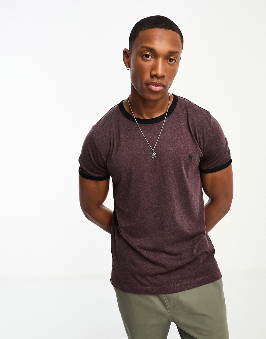French Connection ringer t-shirt in burgundy mel-Red