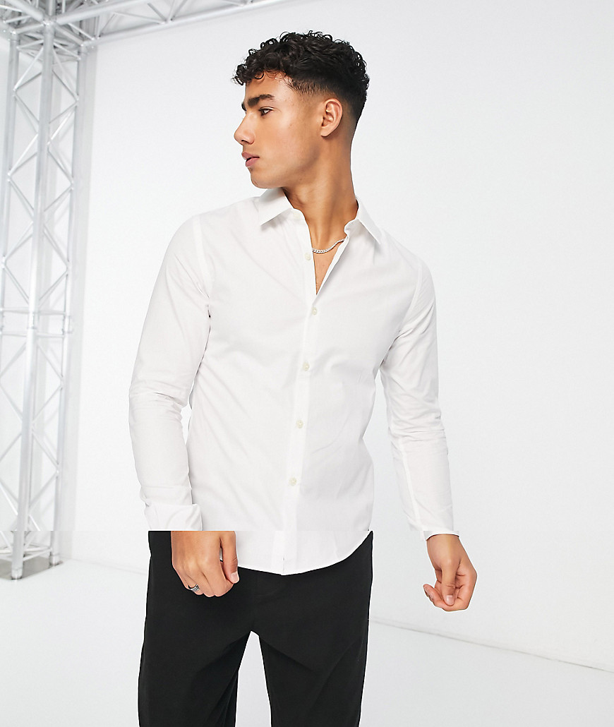 French Connection skinny 2 pack shirts in white