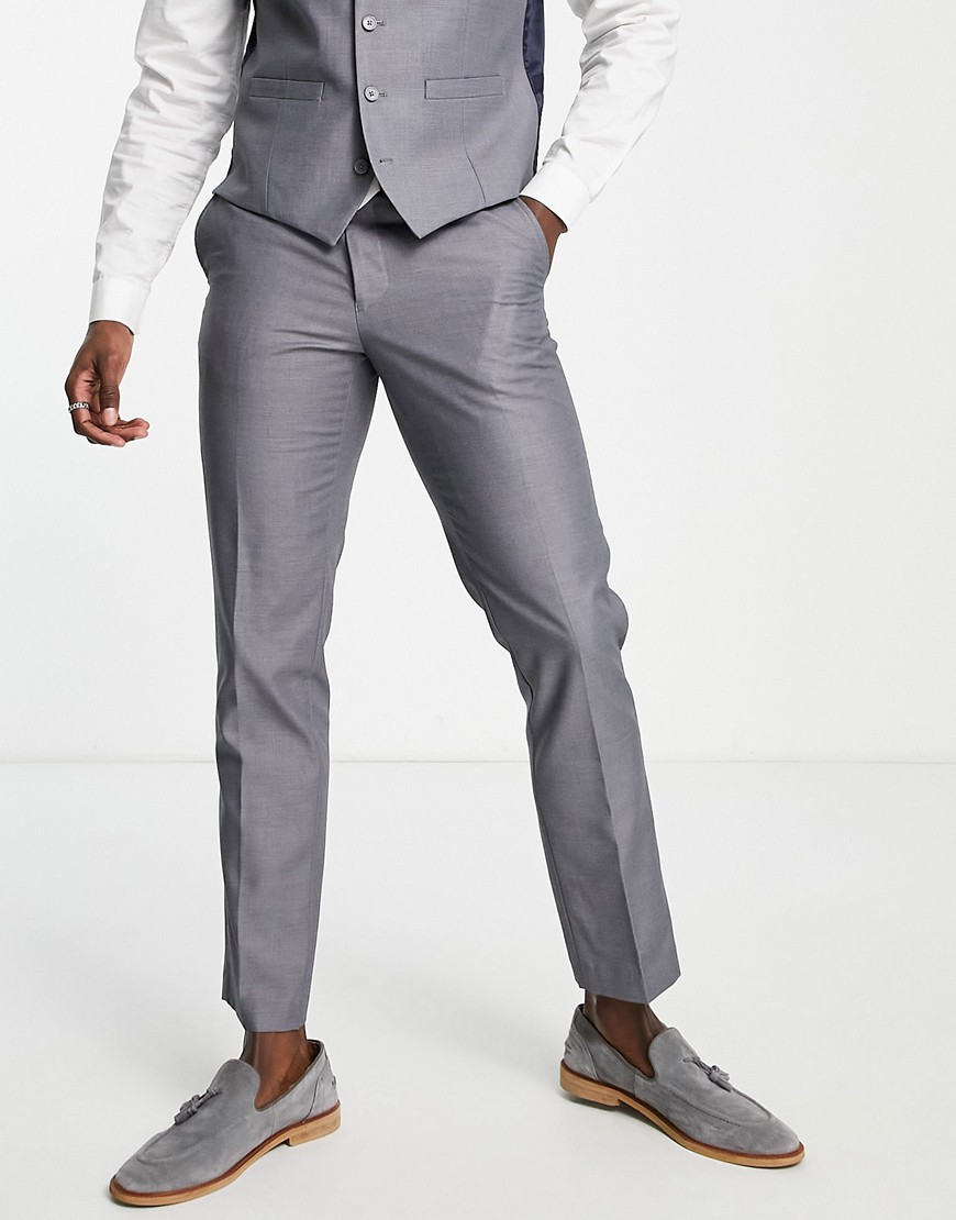 French Connection slim fit plain suit trousers-Grey
