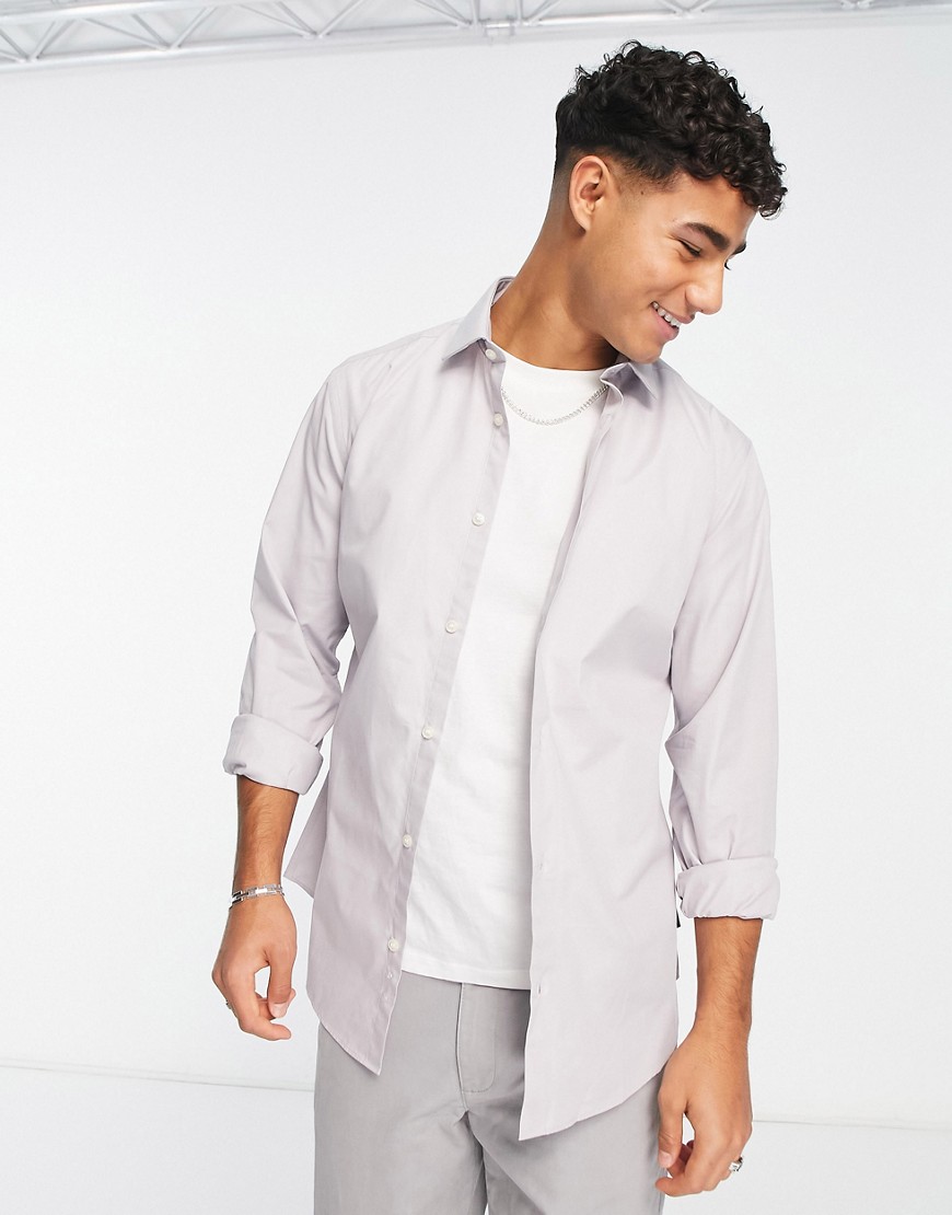 French Connection slim long sleeve shirt in grey