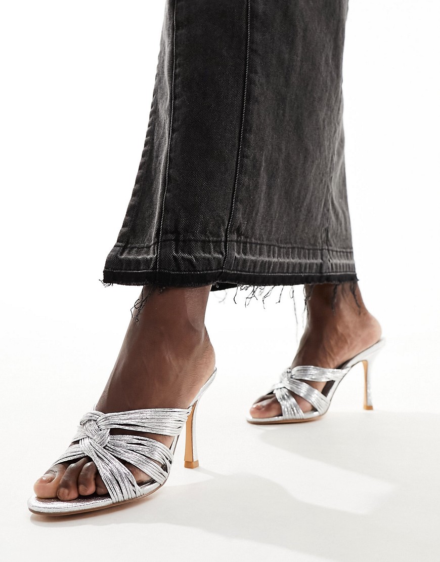 French Connection stiletto mules in silver