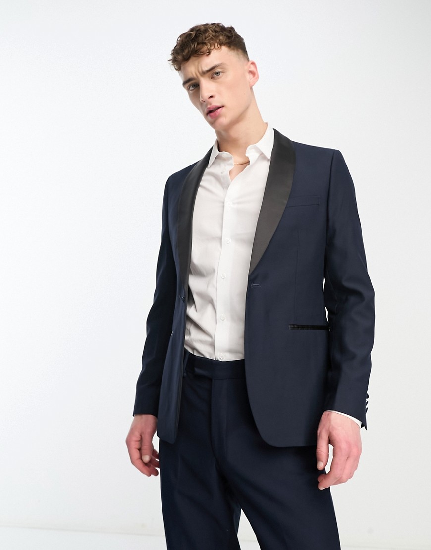 French Connection suit jacket in navy with contrasting lapels