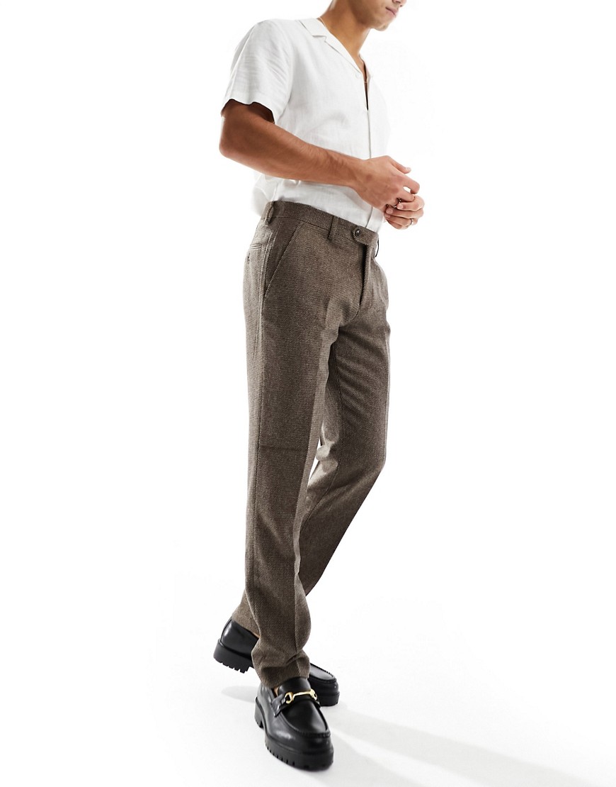 Gianni Feraud brown slim tweed suit trouser