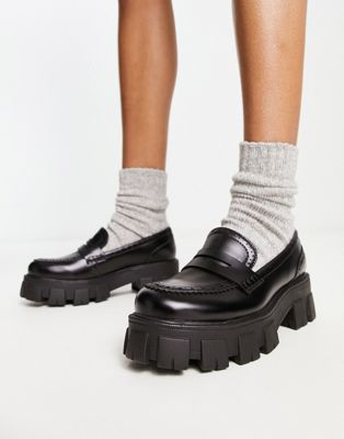 chunky loafers in black patent