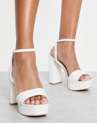 espadrille platform heel sandals in white