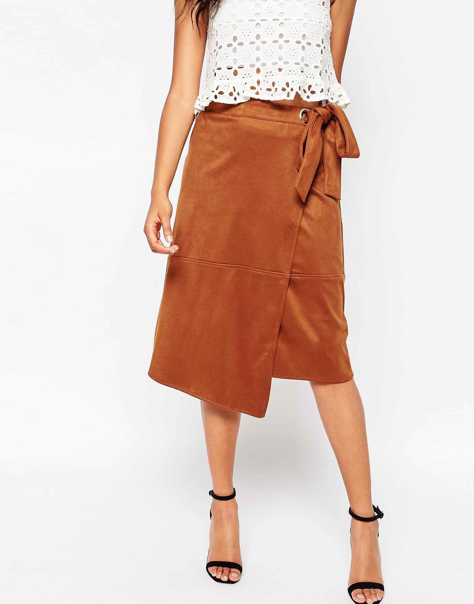 Glamorous Faux Suede Wrap Front Skirt