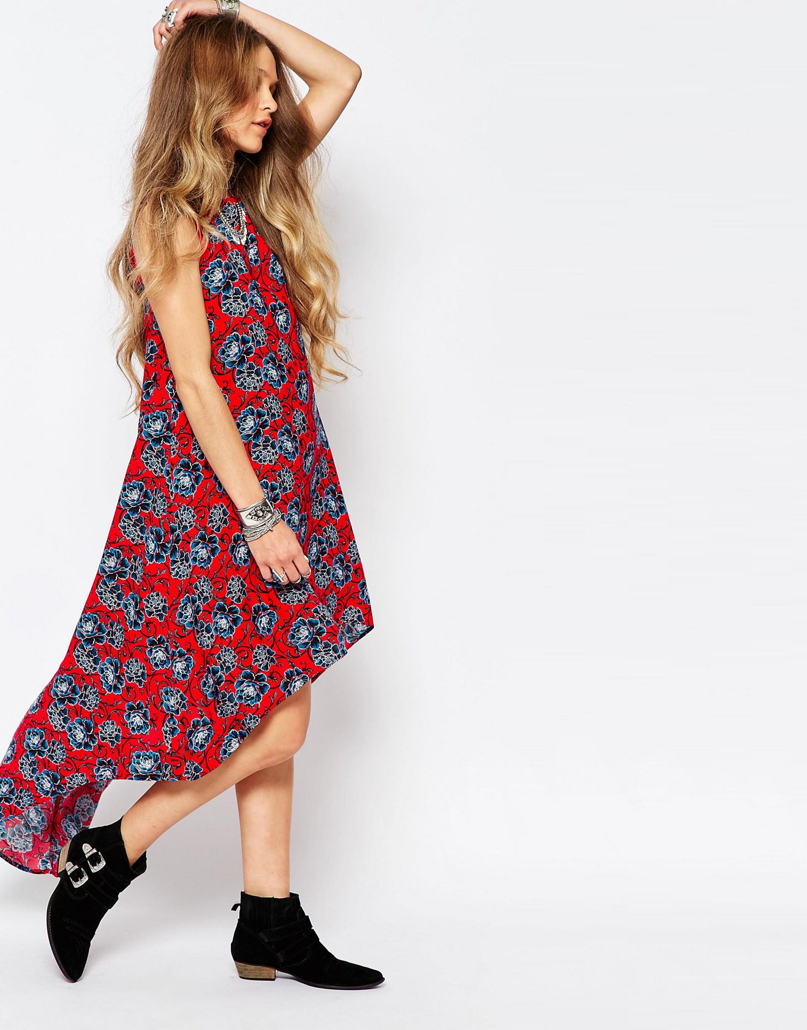 Glamorous Hi Low Hem Singlet Maxi Dress In Floral Print