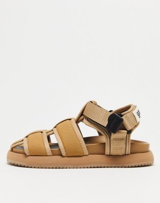 Goat quilted sandals in stone