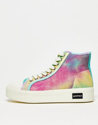 Juice high top chunky trainers in pastel marble print