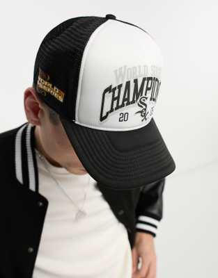 Gorra De Camionero Negra Y Blanca Con Estampado De Campeonato De Los