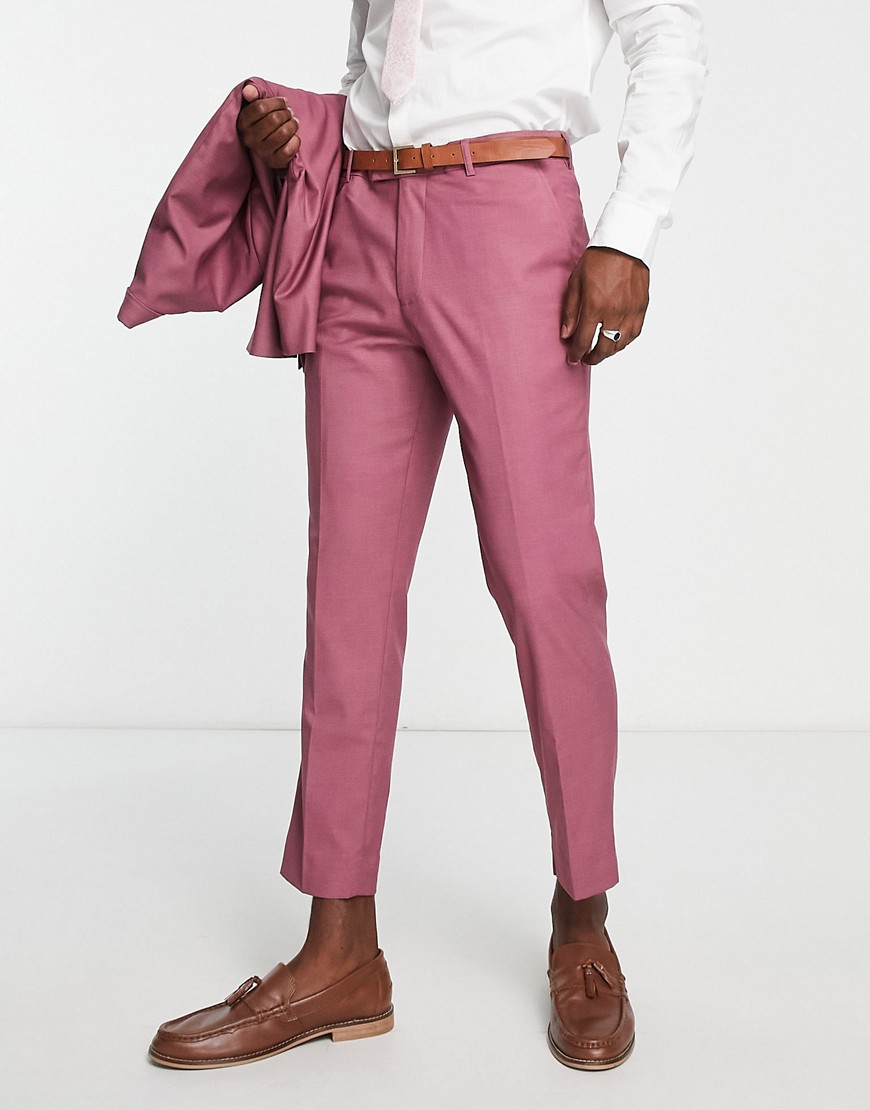Harry Brown bamboo slim crop suit trousers in pink