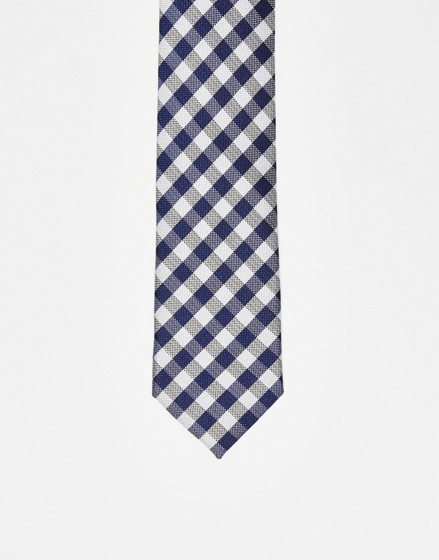 Harry Brown mini check tie in navy and white