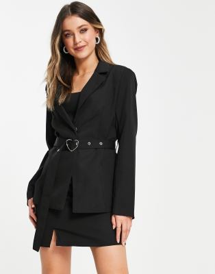 Heartbreak tie waist with buckle blazer in black - part of a set - Click1Get2 Promotions&set=par&sale=mega Discount