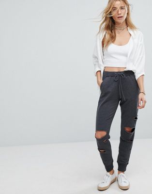 Hollister Tracksuit Pant With Distressed knees