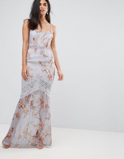 Bilderesultat for Hope & Ivy Floral Cami Maxi Dress With Eyelash Lace Trim