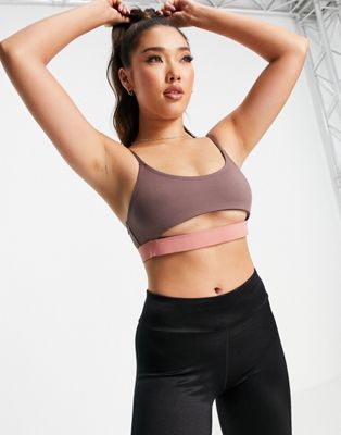Hoxton Haus cutout sports bra in chocolate brown - Click1Get2 On Sale