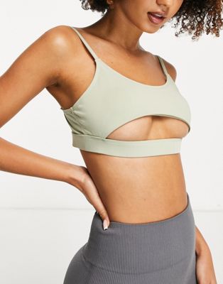 Hoxton Haus cutout sports bra in sage - Click1Get2 Coupon