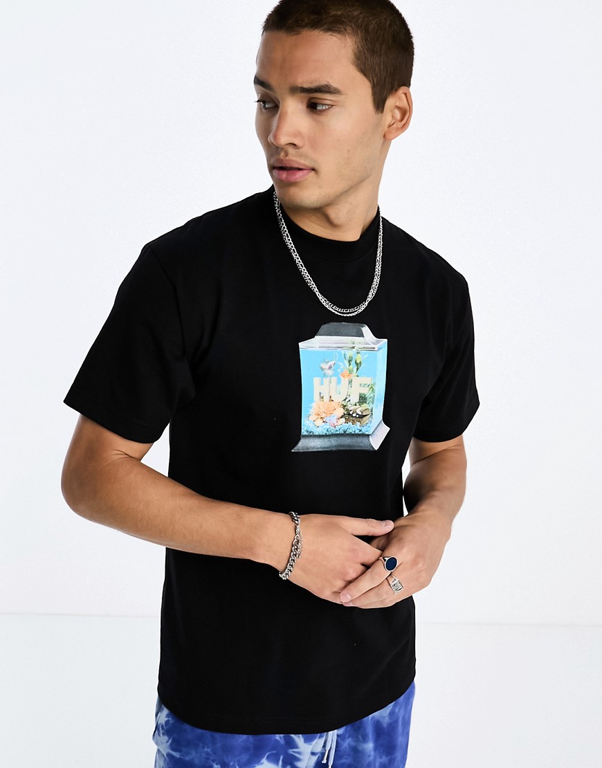 HUF fishtankin t-shirt in black with chest print