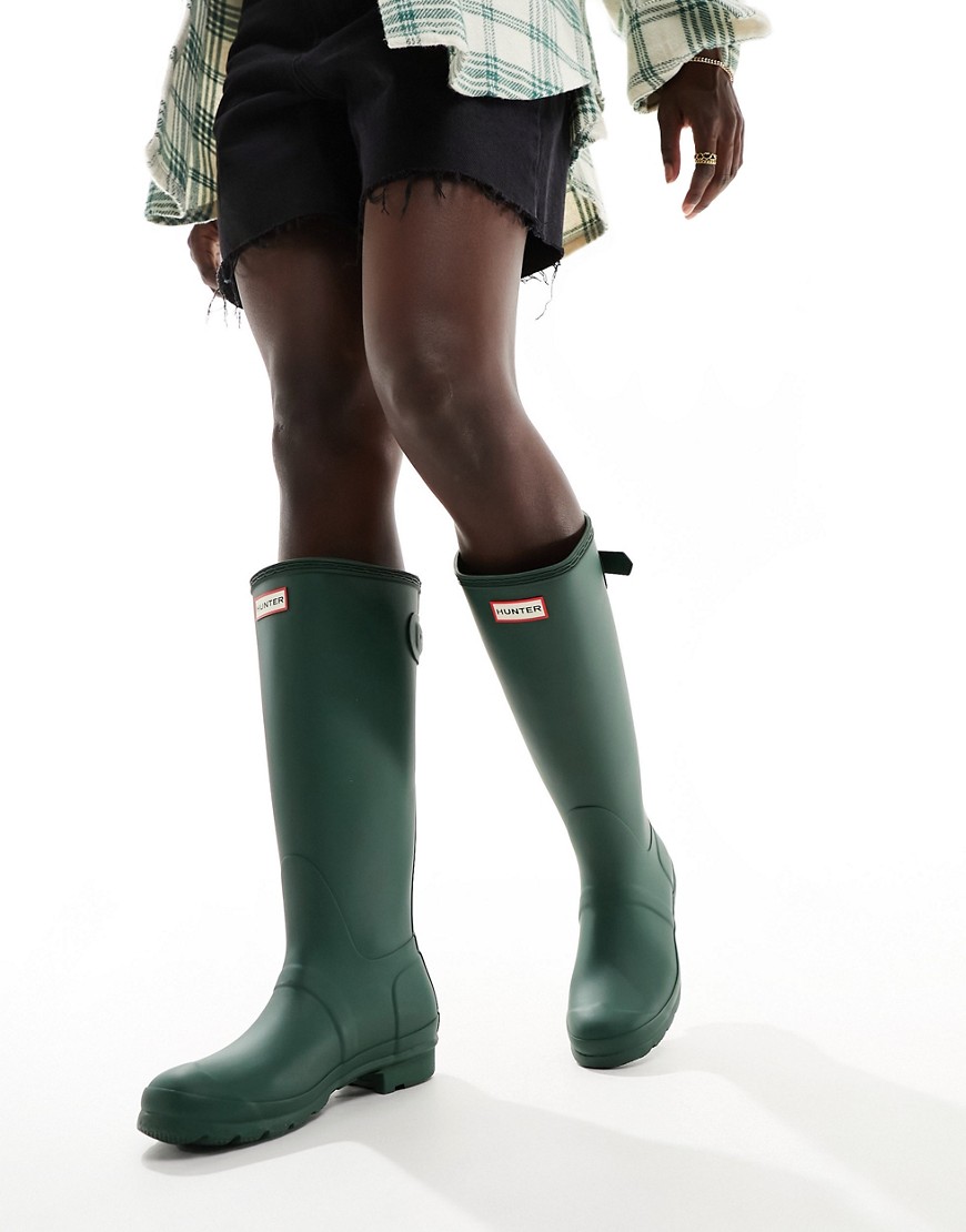 Hunter Original tall back adjustable wellington boot in green