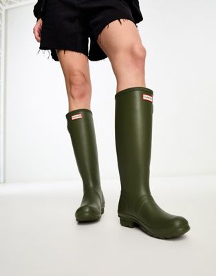 Hunter original tall wellington boots in olive-Green