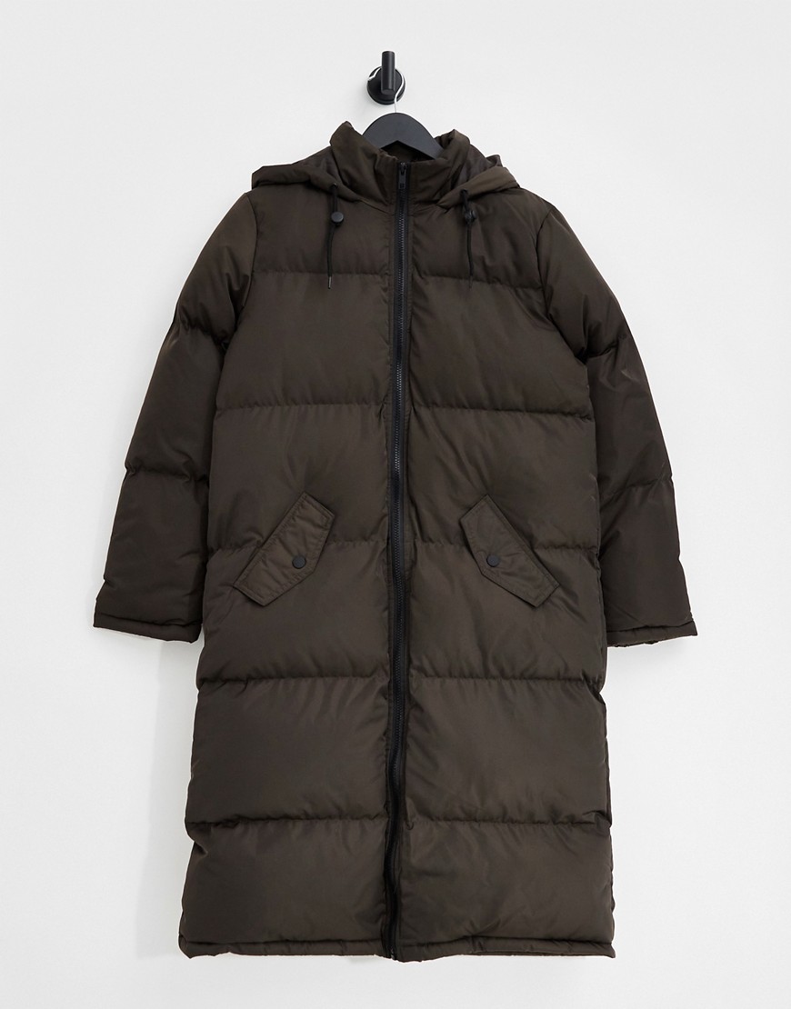 I Saw It First Chocolate Maxi Puffer With Hood-Brown