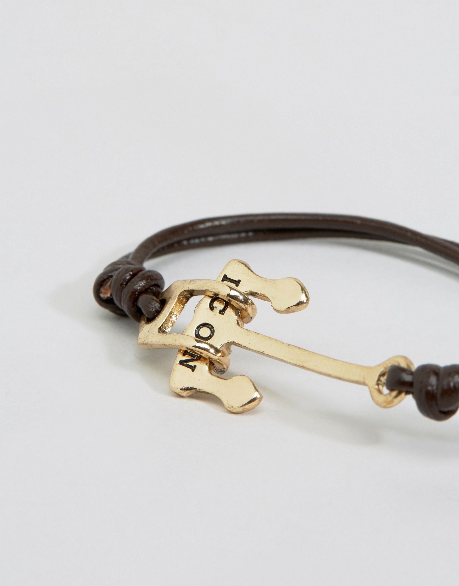 Icon Brand Alton Anchor Bracelet In Black/Gold