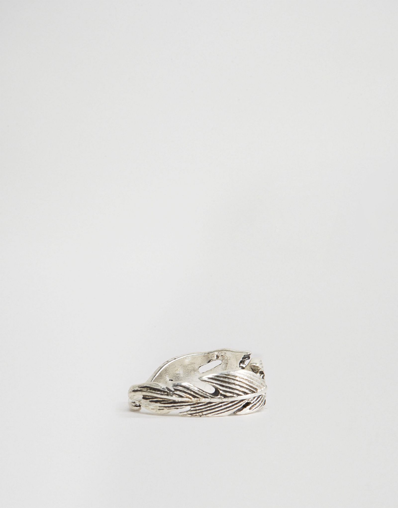 Icon Brand Feather Ring In Silver
