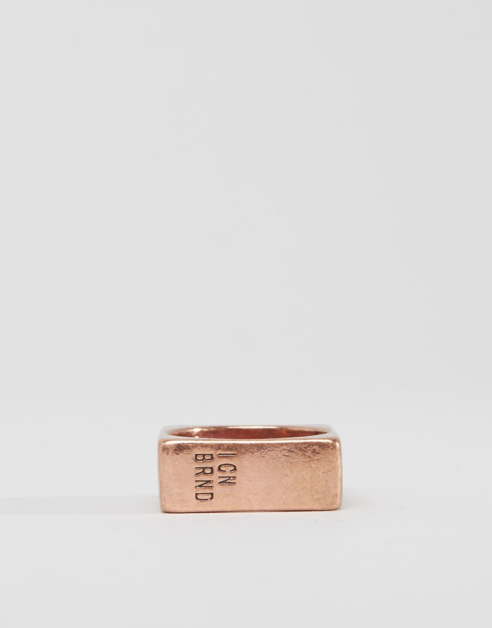 Icon Brand Square Ring In Burnished Gold