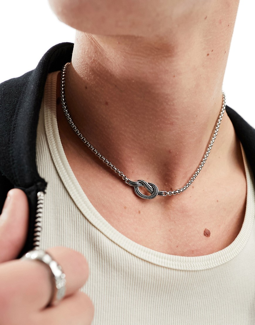 Icon Brand stainless steel re-cast knot chain necklace in silver