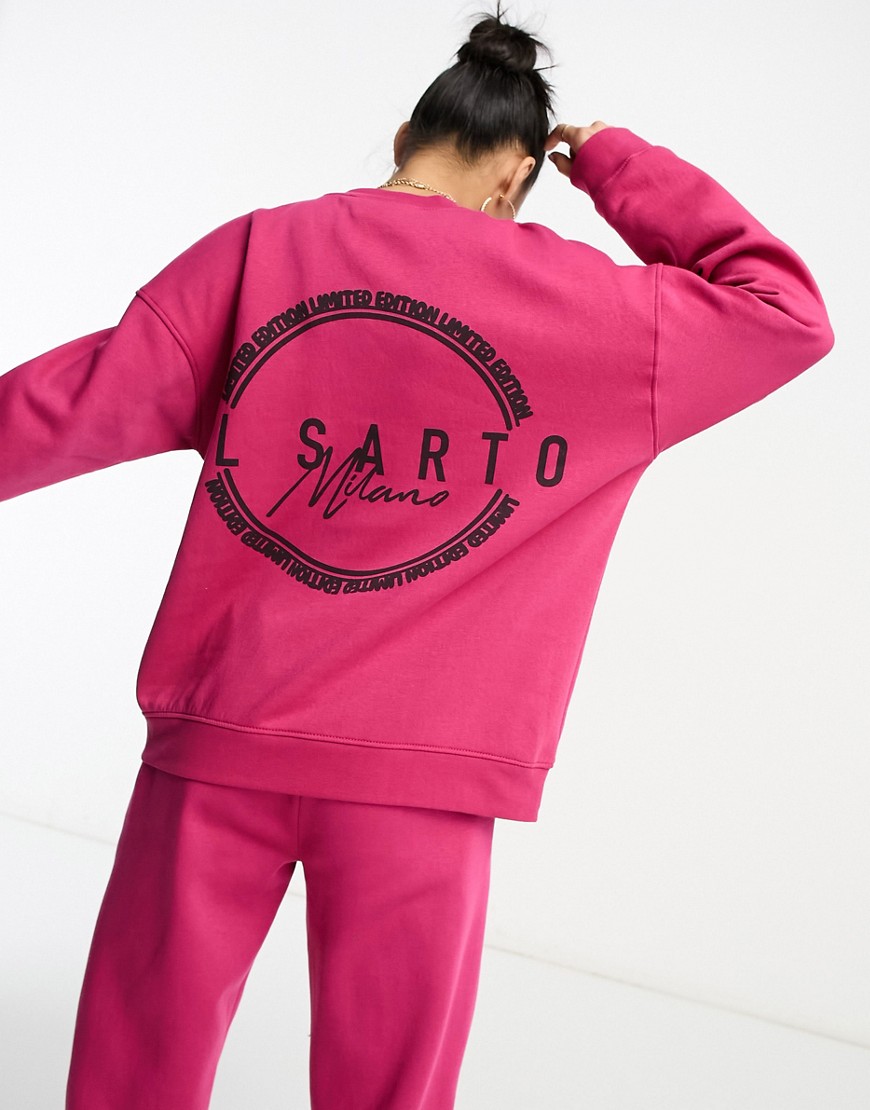 Il Sarto oversized sweatshirt co-ord with logo in bright pink