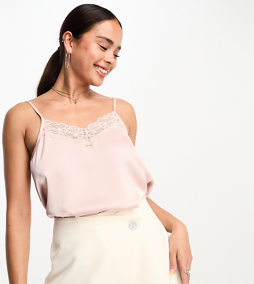 In The Style x Jac Jossa exclusive lace trim cami in pale pink