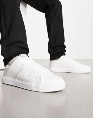 casual faux leather logo trainers in white
