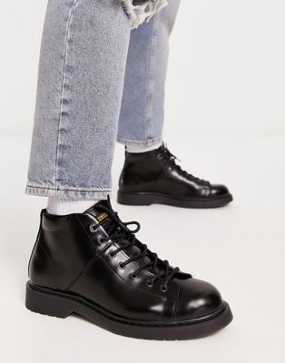 leather lace up boot in black