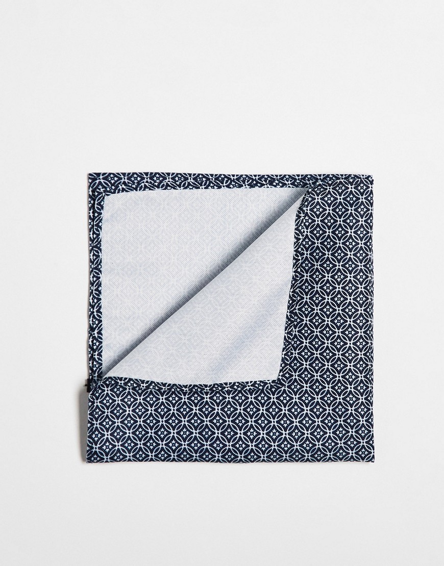 Jack & Jones navy print pocket square hankychief