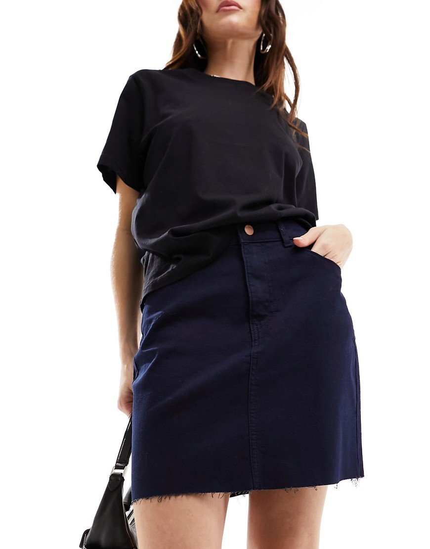 JDY high waisted denim mini skirt in dark blue