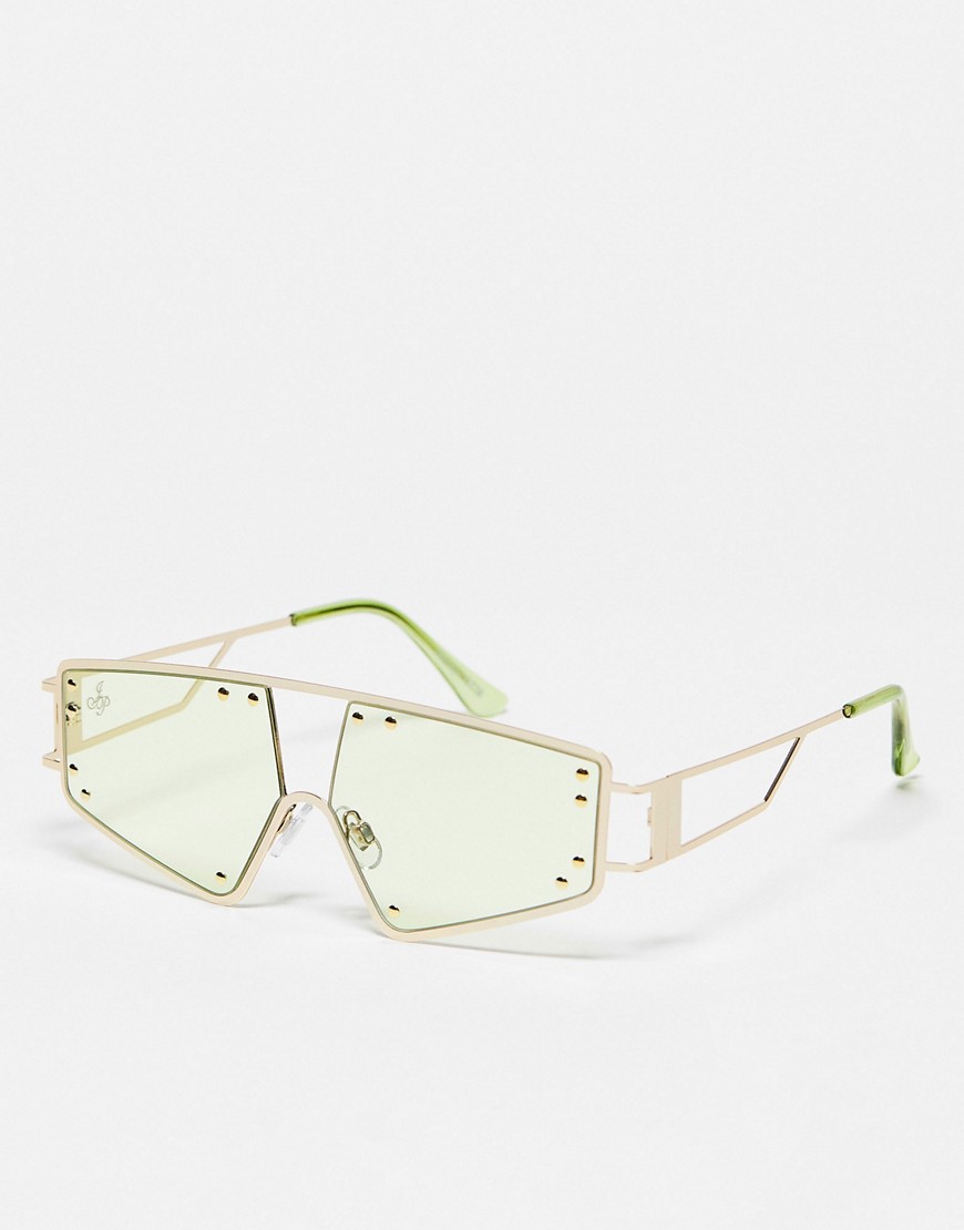 Jeepers Peepers cut out visor festival sunglasses in green