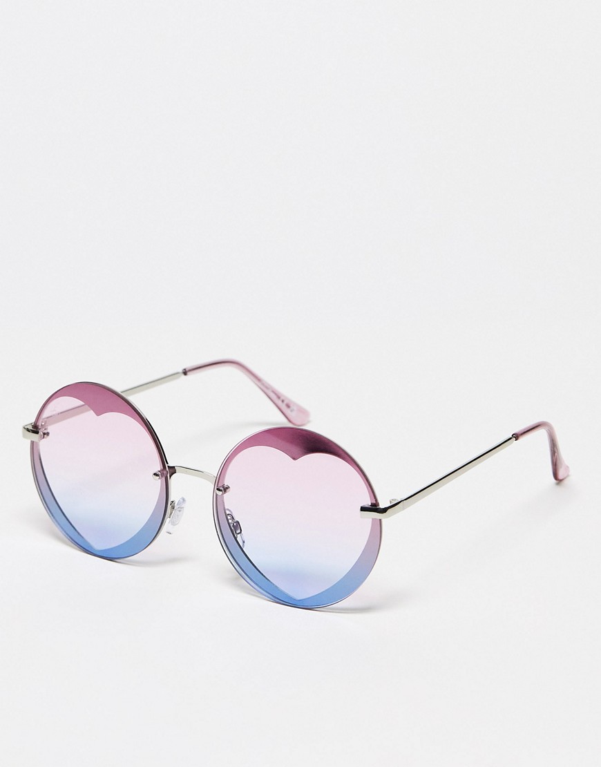 Jeepers Peepers festvial round heart sunglasses in purple/blue ombre