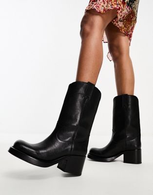 Cabellero western style knee boot in black