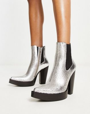 Subculture western boots in silver