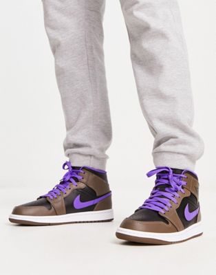 AJ 1 Mid trainers in brown and purple