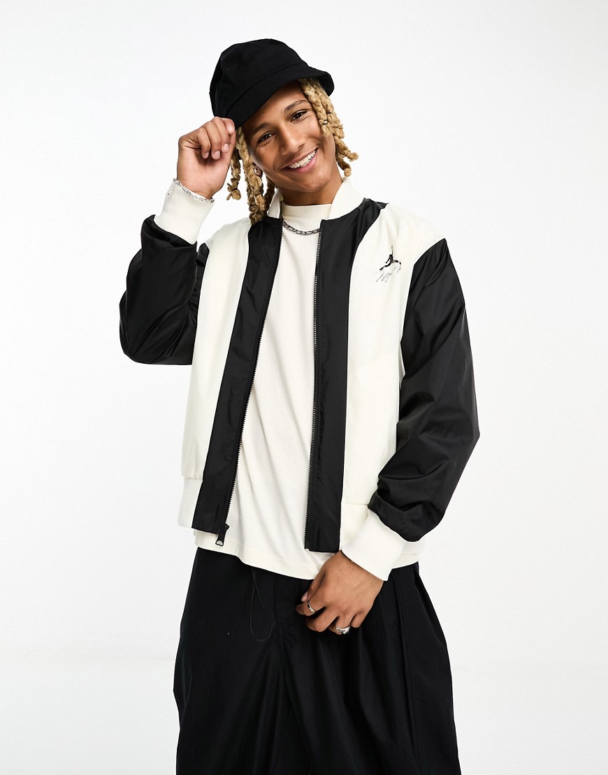Jordan MVP bomber jacket in black and cream - CREAM-White