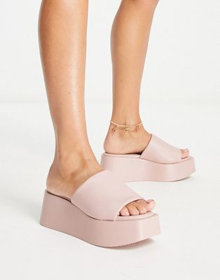 flatform chunky sandals in pink PU - PINK