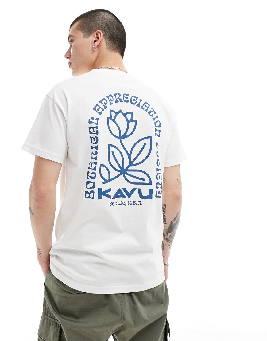 Kavu botanical back print t-shirt in off white