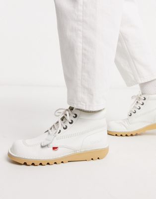kick hi boots in white leather