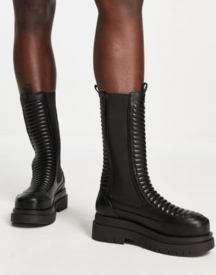Koi ember long padded boots in black