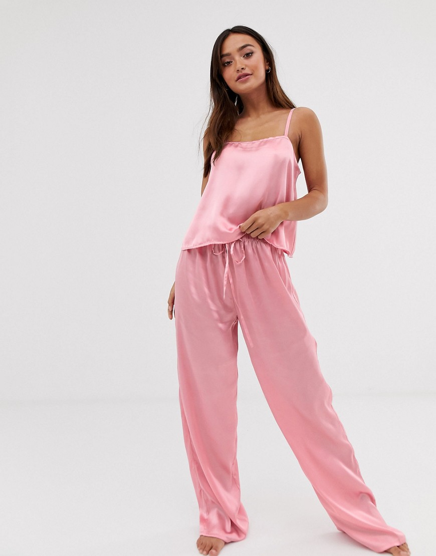 фото Комбинируемые атласные брюки asos design-розовый