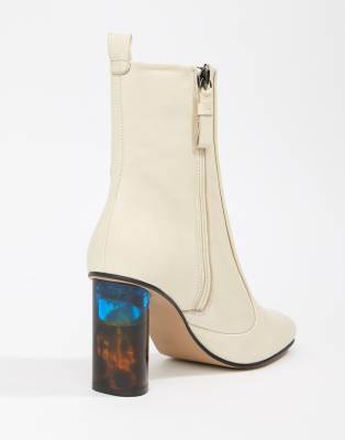 cream leather ankle boots