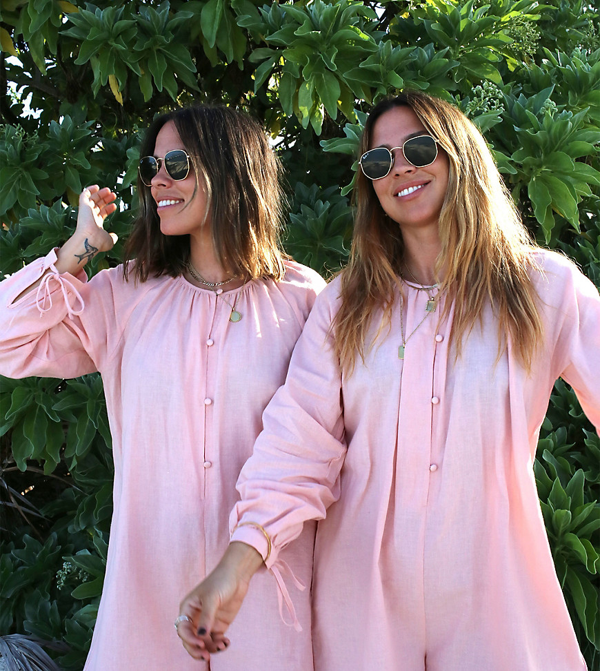 Labelrail x Collyer Twins oversized romper playsuit in pale pink