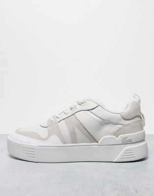 L002 flatform lace up trainers in white leather