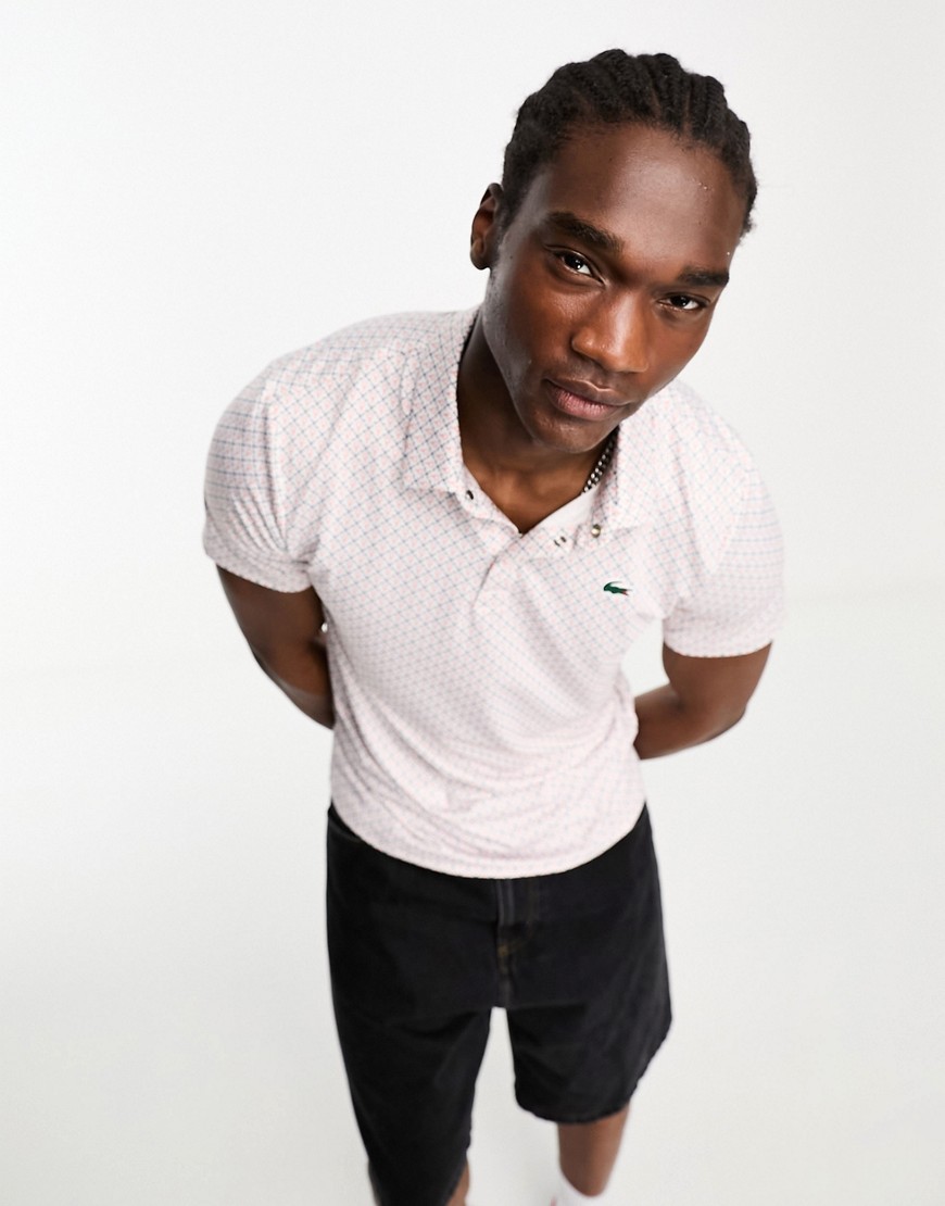 Lacoste printed polo shirt in white-Neutral